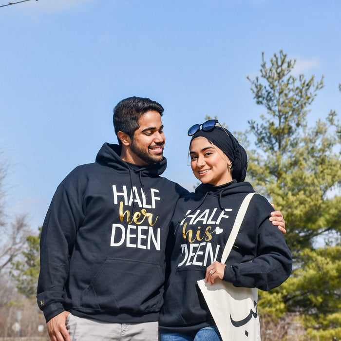 Couples "Half His Deen" & "Half Her Deen" Matching Hoodies (Set of 2)