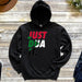 a black hoodie with the words just doa it on it