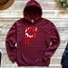 a maroon hoodie with the words just do it printed on it