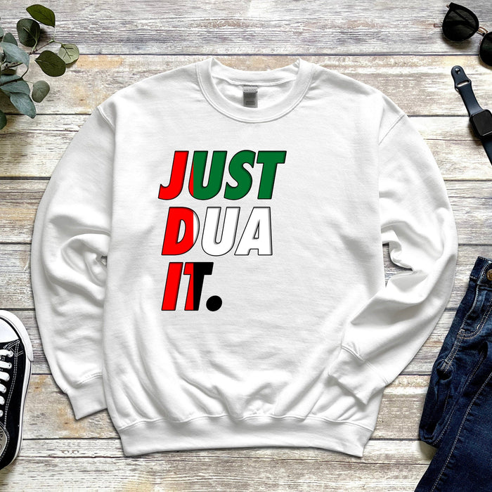 a white sweatshirt with the words just do it on it